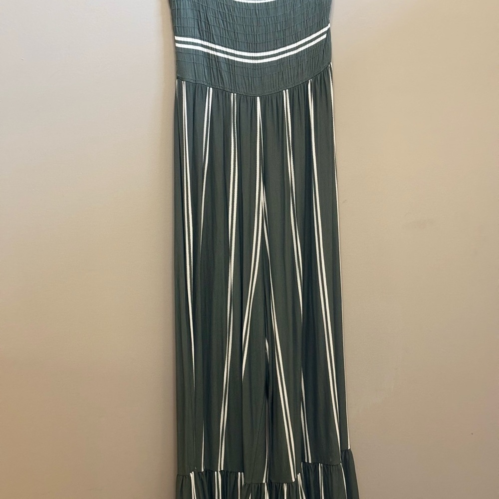 Striped Green Jumpsuit - Altar’d State Women’s Sz Med